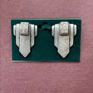 Vintage Art Deco Silver-tone Post Earrings